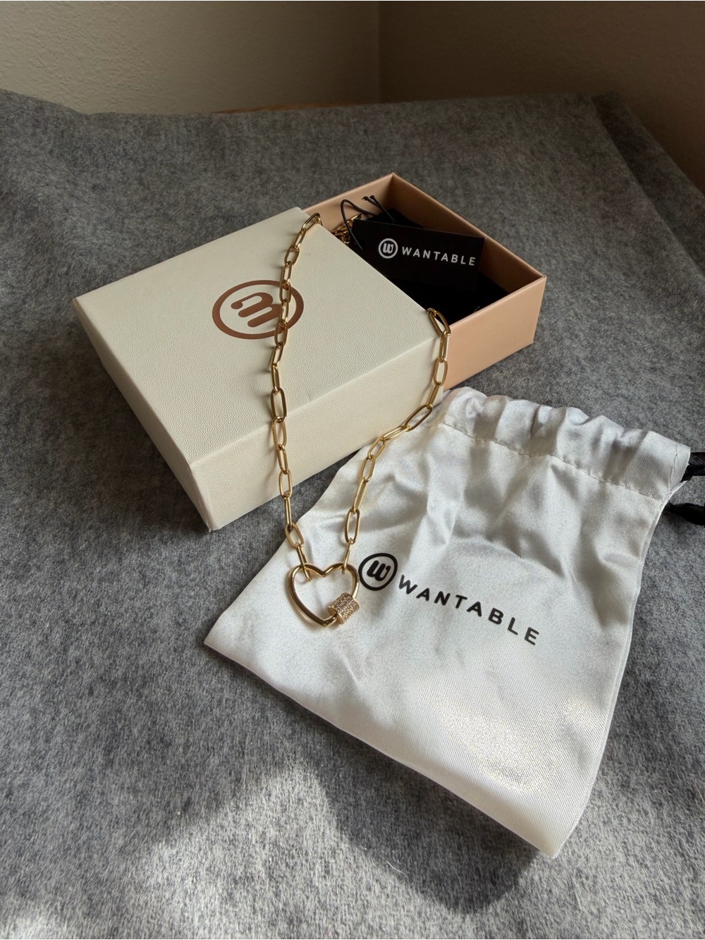 Wantable Heart Chain Necklace, Gold, NWT